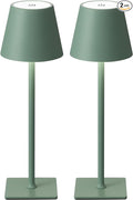 KDG 2 Pack Cordless Table Lamp,Portable LED Desk Lamp, 4000mAh Battery Operated, 3 Color Stepless Dimming Up, for Restaurant/Bedroom/Bars/Outdoor Party/Camping/Coffee Shop Night Light(Green)