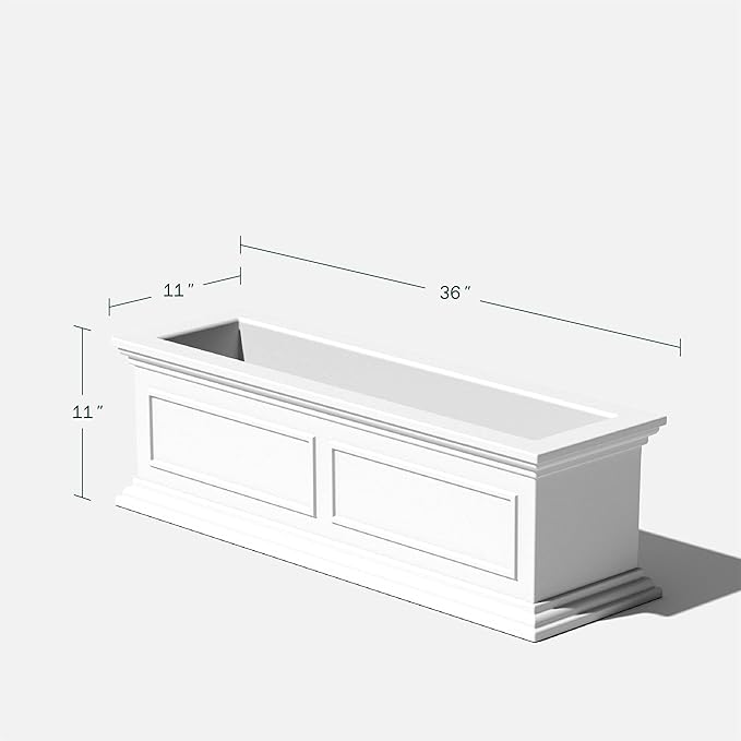 Veradek Brixton Window Box Plastic Planter - Large Rectangular Planter for Outdoor Balcony/Windowsill | Crack-Resistant All-Weather | Classic Estate Design for Flowers, Herbs, Succulents