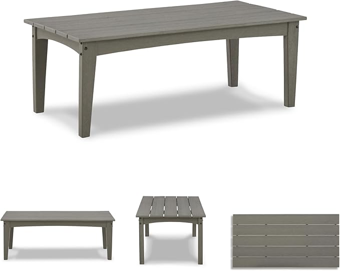 Signature Design by Ashley Visola Outdoor HDPE Patio Cocktail Table, Gray