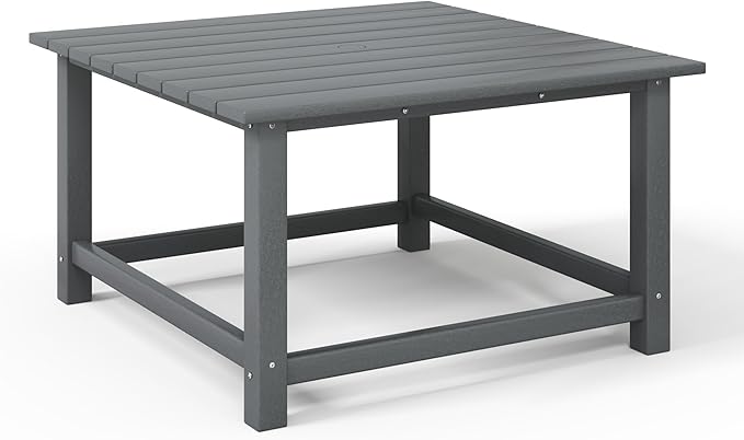 WestinTrends Malibu Low Outdoor HDPE Square Patio Coffee Table, Gray