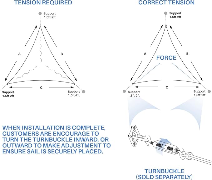 E&K Sunrise 18' x 18' x 18' Sun Shade Sail Triangle Canopy Shade Cover UV Block for Patio Backyard Garden Outdoor (Light Gray)