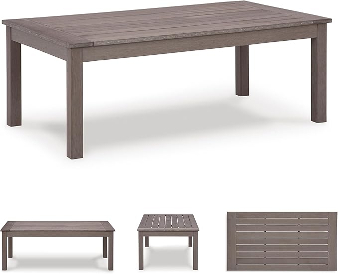 Signature Design by Ashley Hillside Barn Contemporary Weather Resistant Outdoor Coffee Table, Dark Brown