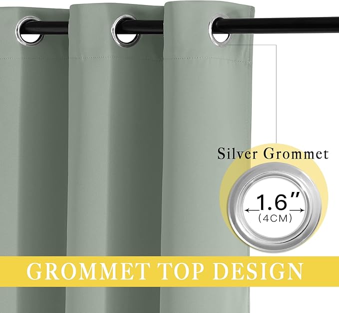 NICETOWN Sage Green Room Divider Curtains 84 inch Length, Grommet Thermal Insulated Blackout Patio Door Curtain Drape Sound Proof for Sliding Glass Door (1 Panel, W80 x L84)