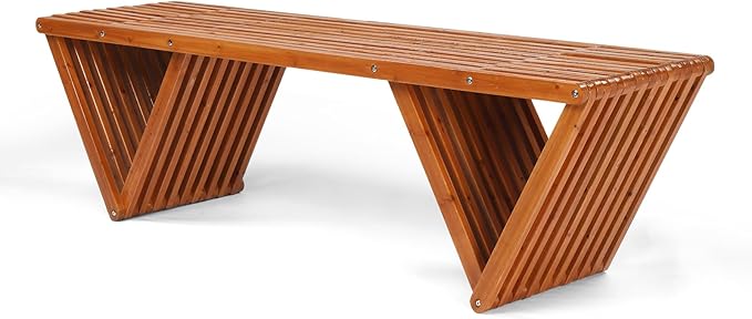 VINGLI Outdoor Wooden Bench, 63" All Weather Patio Bench Porch Bench, 600lb Capacity Outdoor Backless Benches for Yard Park Garden