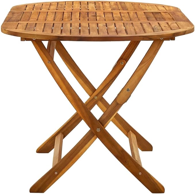 vidaXL Solid Acacia Wood Folding Patio Table - Elegant Outdoor Dining Furniture for Garden, Terrace, Patio