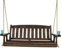 Amish Casual Heavy Duty Mission Treated Porch Swing, 6-Foot, Dark Walnut Stain, 8Ft Chains, with Cups
