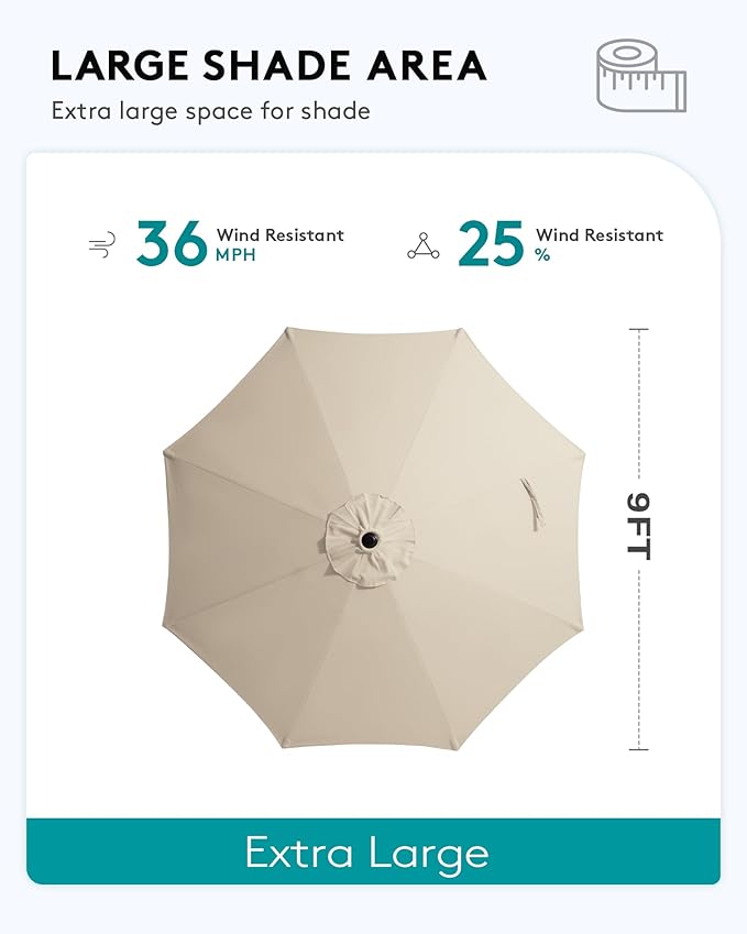 SERWALL 6 Pieces Outdoor Patio Bar Set with 9ft Umbrella, Outdoor HDPE Barstool and Table Furniture Set with Patio Umbrella, Blue