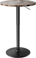 Flamaker Round Bistro Pub Table 23.6 Inch Height Adjustable 360° Swivel Bar Table Metal Base for Pub, Dining Room, Party (1, Marble-Black)