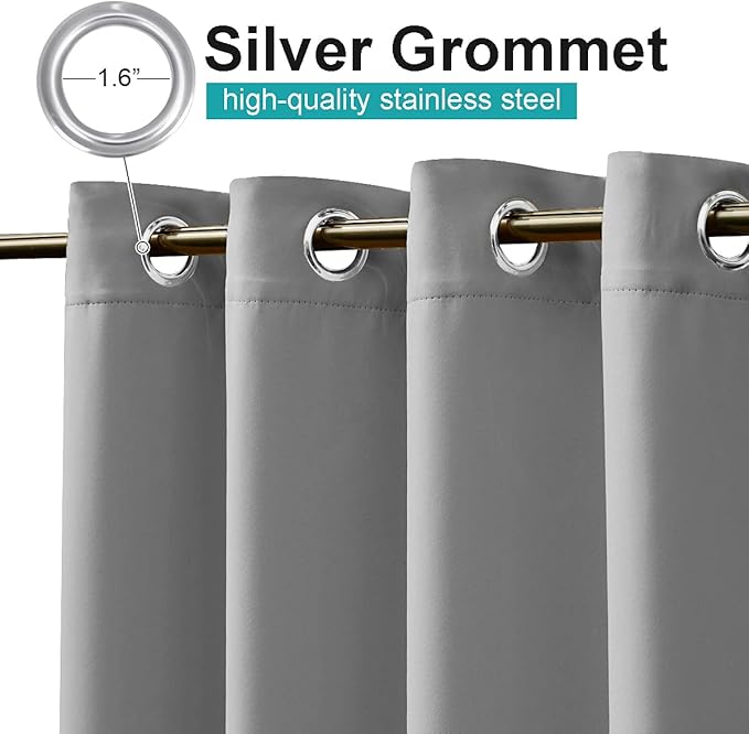 NICETOWN Blackout Outdoor Curtain for Patio Waterproof, Thermal Insulated Rustproof Grommet Privacy Indoor Outdoor Living Divider Curtain/Drape for Gazebo, Silver Grey, 1 Panel, 100" W by 108" L