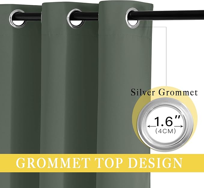 NICETOWN Room Darkening Curtain for Living Room - Energy Saving Thermal Insulated Grommet Room Darkening Curtain/Drape for Bedroom (1 Panel, 46 by 72, Dark Mallard)