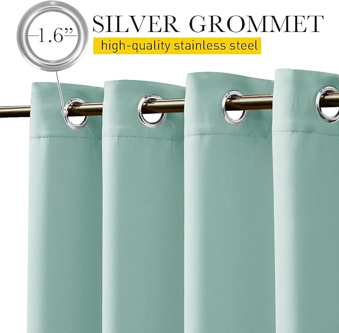 NICETOWN 2 Panels Waterproof Outdoor Curtains Fixed Grommet & Back Tab on Top & Bottom, Thermal Insulated Keep Rain & Sun Out Privacy Windproof Outdoor Draperies with Rope, W52 x L72, Aqua Blue