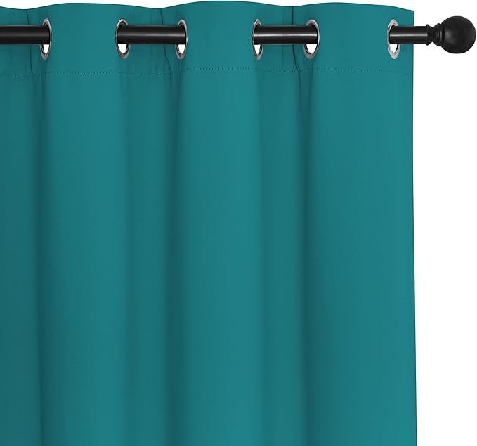 NICETOWN Sliding Door Curtain 108 Inches Long - Blackout Thermal Insulated Grommet Room Divider Privacy Drape for Patio Glass Door, 1 Panel, Peacock Teal, 100 Inch Extra Wide