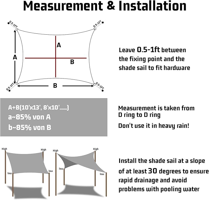LOVE STORY Right Triangle 6'x10'x11.7' Waterproof Sun Shade Sail Canopy UV Block for Outdoor Patio Backyard Carport,Taupe(We Make Custom Size)