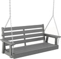 IVY&LANE Outdoor Porch Swing | HDPE Plastic | 2-Person | Hanging Bench Swings | Weatherproof | 4 Stainless Steel Chains | Grey | for Outside Patio Garden Backyard Tree