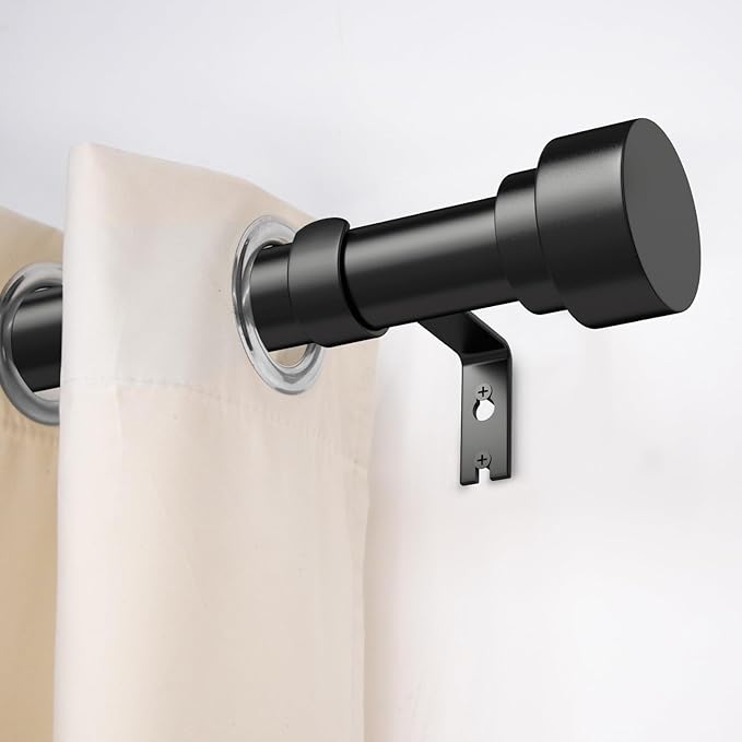 Time Forest Black Curtain Rods for Windows 48 to 84 Inch (4-7 Feet), 1 Inch Diameter Adjustable Heavy Duty Curtain Rod, Modern Style Indoor Outdoor Window Drapery Rods with End Caps, Size 32"- 90"