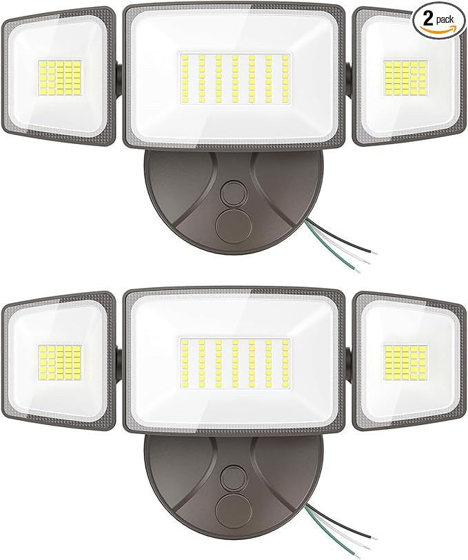 Onforu 2 Pack 75W Flood Lights Outdoor, 7000LM LED Floodlights Switch Controlled, IP65 Waterproof Exterior Lighting Fixture with 3 Adjustable Heads, 6500K Security Light for Eave Garage Yard