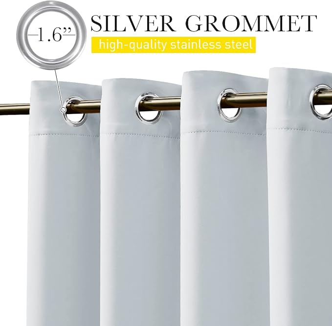 NICETOWN 2 Panels Outdoor Curtains with Grommet & Back Tab on top and Bottom for Patio Waterproof, Windproof Privacy Sound & Light Reducing for Cabana with Fixed Rope, W52 x L72, Greyish White