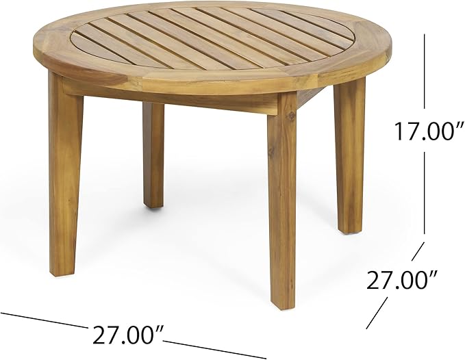 Solano Outdoor Circular Coffee Table - Acacia Wood - Teak