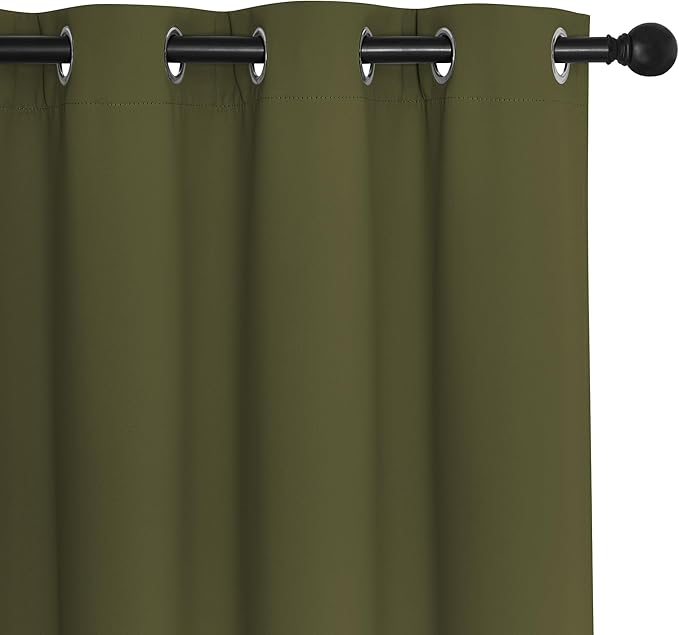 NICETOWN Room Divider Curtain 132 Inches Long, Wide Blackout Sliding Door Curtain for Bedroom, Room Darkening Privacy Window Curtain for Patio Door (1 Panel Set, Olive Green, 80 x 132 Inch)