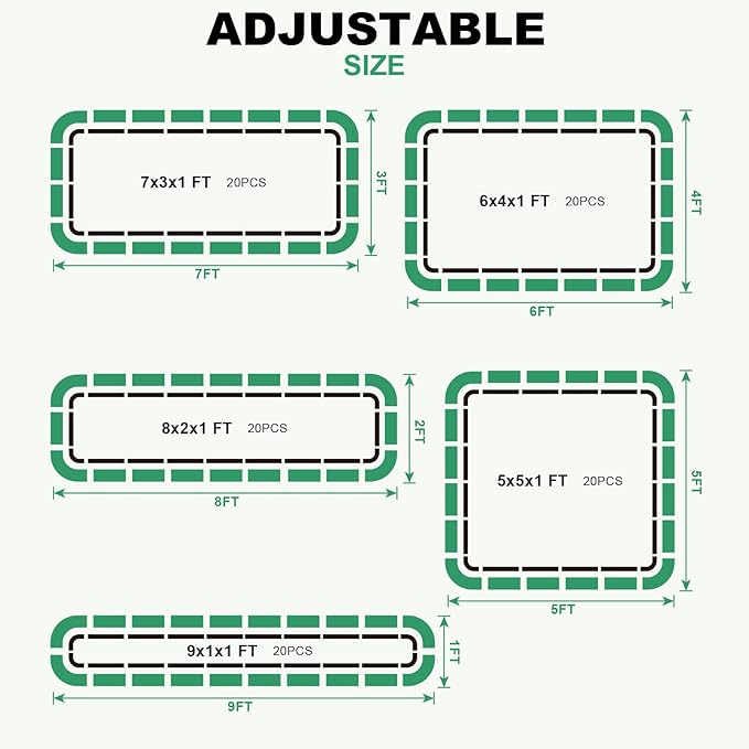 1MORE Raised Garden Bed -8X2X1 Galvanized Planter Box for Outdoor Gardening,5 in 1 Modular Raised Bed Kit with Protective Tape, Gloves for Herb,Ideal for Vegetables and Plants.Green-2pack