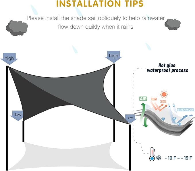 SUNNY GUARD Waterproof Sun Shade Sail 8'x9'x12' Sand Right Triangle UV Block Sunshade for Backyard Yard Deck Patio Garden Outdoor Activities and Facility(Customized)