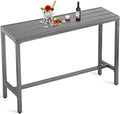 Outdoor Patio Counter Height Bar Table, 55" Rectangle for Patio, Garden, Yard, Balcony, Poolside (Gray)