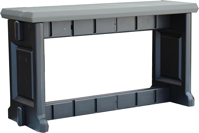 Bench, Deep Grey Top with Black Sides, 1 Pack - Proudly Made in The USA, Click and Lock Hardware-Free Assembly, Durable and Stylish Outdoor Seating
