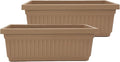The HC Companies 30 Inch Venetian Window Planter Box with Drainage Plug, Lightweight UV-Resistant Plastic Indoor & Outdoor Planters, 2-Pack Flower Box for Garden & Home Decor, Sandstone