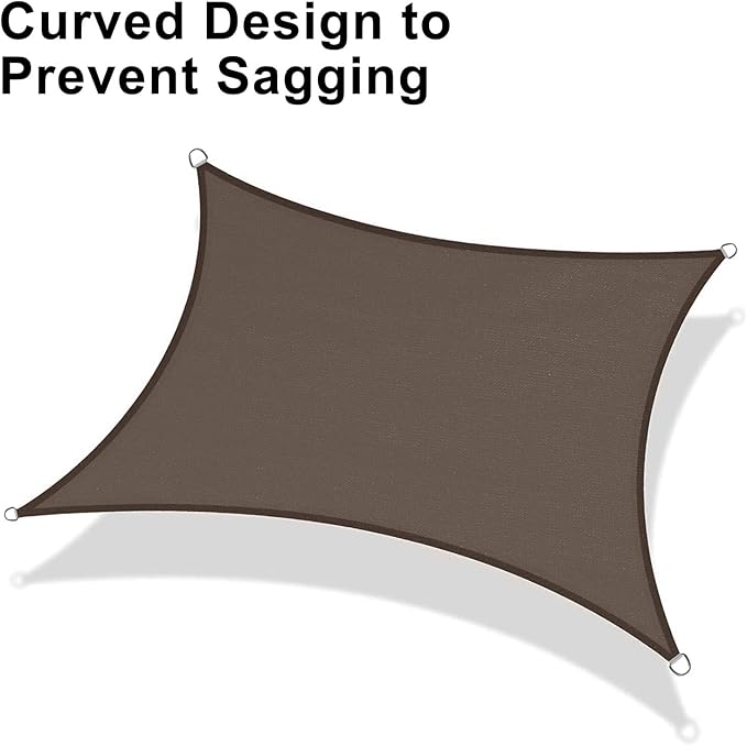 LOVE STORY Custom Size 7'x10' Brown Sun Shade Sail Rectangle UV Block Canopy Patio Sail Sunshades Fabric for Outdoor Garden Carport (We Make Custom Size)