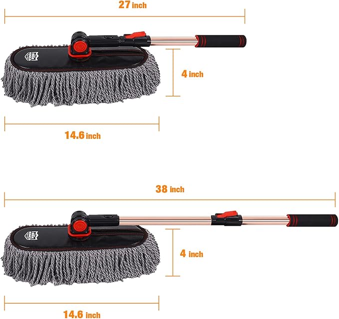 Car Duster Set, Car Duster Exterior Extendable Handle, Scratch Remover Large and Small Car Brushes Remove Dust Exterior Interior of Cars and Trucks,Microfiber Car Interior Brush, 2-Packs