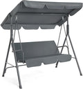 VINGLI Heavy Duty 550 LBS Upgraded 2 Person Outdoor Porch Swing with Stand, Adjustable Canopy Swing with Cushions & Steel Frame for Yard, Pool, Lawn, Indoors (Grey)