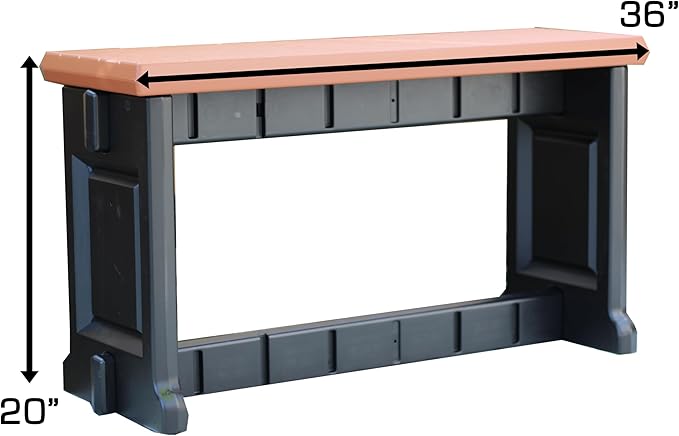 Bench, Redwood Top with Black Sides, 1 Pack - Proudly Made in The USA, Click and Lock Hardware-Free Assembly, Durable and Stylish Outdoor Seating