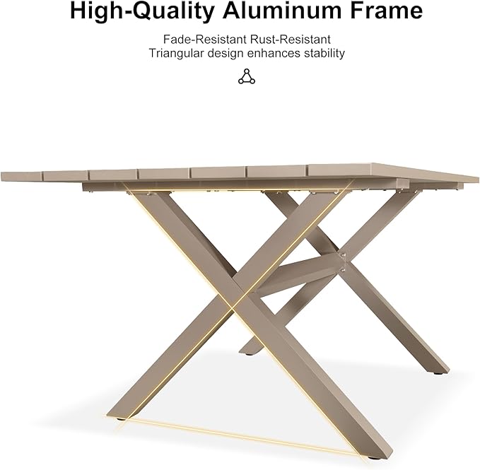 PURPLE LEAF 5 Pieces Patio Dining Set with Outdoor Aluminium Dining Table and Woven Chairs Modern Metal Furniture Cushions Sets for Garden Yard Indoor Decor Kitchen Champagne