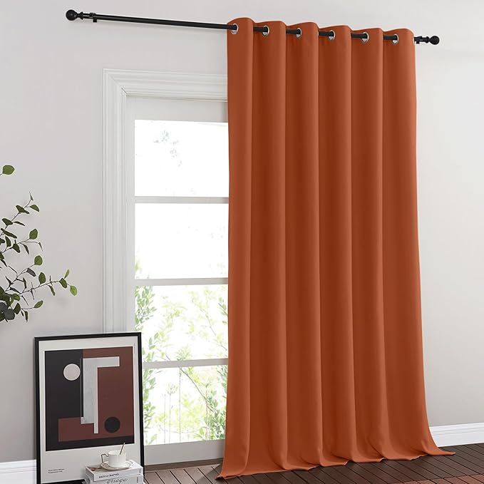 NICETOWN Burnt Orange Blackout Curtain for Sliding Door, Grommet Patio Door Curtain Wide Window Treatment Privacy Thermal Curtain for Bedroom/Living Room (1 Panel, W80 x L95)