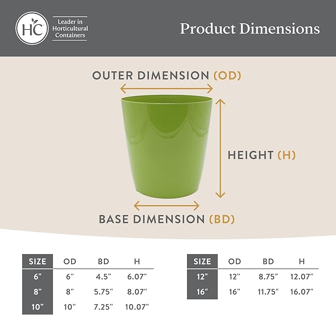 The HC Companies Aria Round Self-Watering Pot - Lightweight Plastic Planter for Herbs & More - Durable Plant Pots for Indoor Plants & Outdoor Plants (10" Glossy White, Pack of 1)