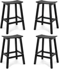Weatherproof Bar Stools Set of 4, 28" Height Outdoor Bar Stools Holds up to 400 lbs, Saddle Seat, Bar Height Stools for Patio, Garden, and Kitchen Island, Black