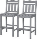 nalone Outdoor Bar Stools Set of 2, HDPE Tall Adirondack Chairs Bar Chairs, Weather Resistance Bar Height Chair for Balcony, Garden, Yard, Backyard (Grey, Bar Chairs Set of 2)