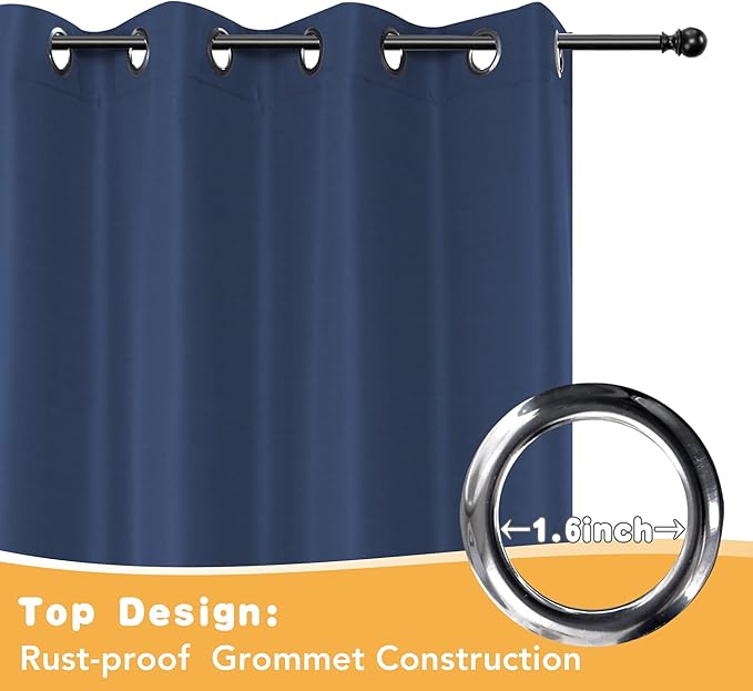 HolidayIdeas Outdoor Curtains for Patio Waterproof, 4 Panels - 54 x 95 Inch - Privacy Protection & Light Filtering Curtains Navy Grommet Outside Curtains for Porch, Gazebo, Pergola, Backyard