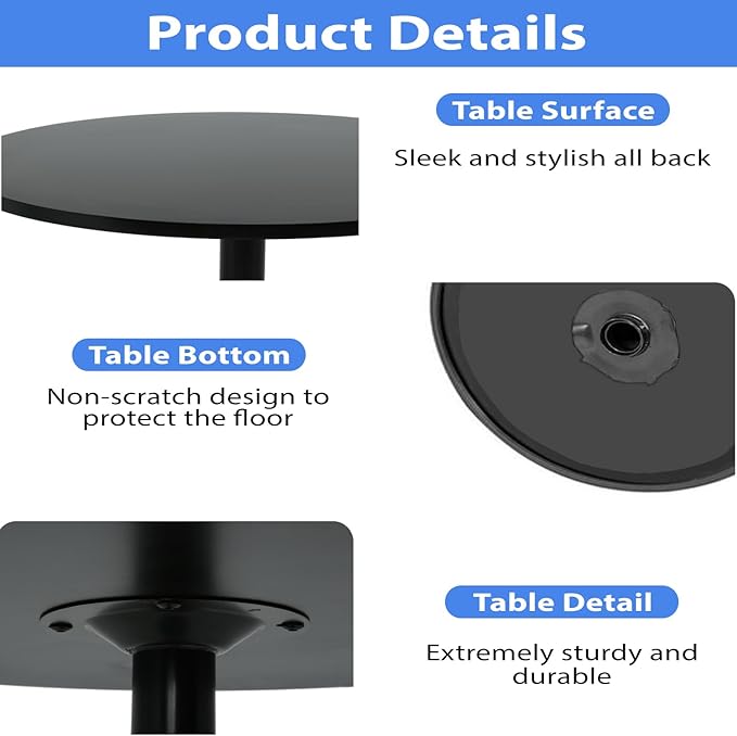 FDW Bistro Pub Table 2 Pack 40 Inch Height Cocktail Table Round Bistro Bar Table for Home and Kitchen Dining