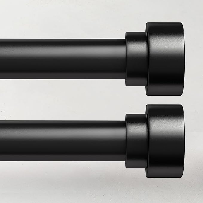 2 Pack Curtain Rods for Windows 72 to 144, 1 Inch Adjustable Black Heavy Duty Long Window Curtain Rod, Modern Style Indoor Outdoor Drapery Rods with End Caps, Size 32" - 150"