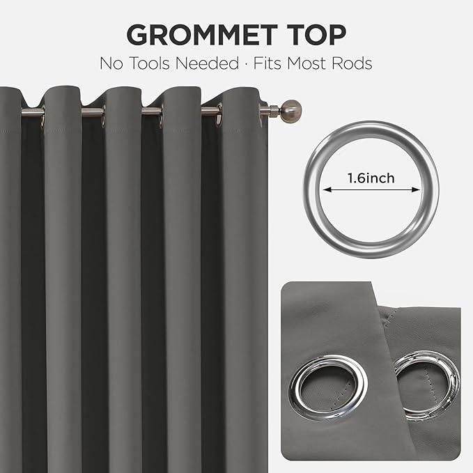 Joydeco Blackout Door Curtain for Doorway Privacy 72 Inches Long, Grommet Closet Curtain for Open Closet, Room Divider for Bedroom Living Room (Light Grey, 52Wx72L, 1 Panel)