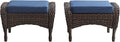 Belord Outdoor Ottomans for Patio Foot Rest - 25 Inch PE Wicker Foot Stool Set of 2 with Removable Cushions for Patio Furniture Sets,All Weather Rattan Ottoman for Balcony Deck Backyard Brown