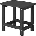 Weatherproof Outdoor Side Table, HDPE Small Outdoor Table for Adirondack, 16.6-Inch Patio Square End Tables for Garden, Backyard, Porch, Deck, Balcony, Poolside (Black)