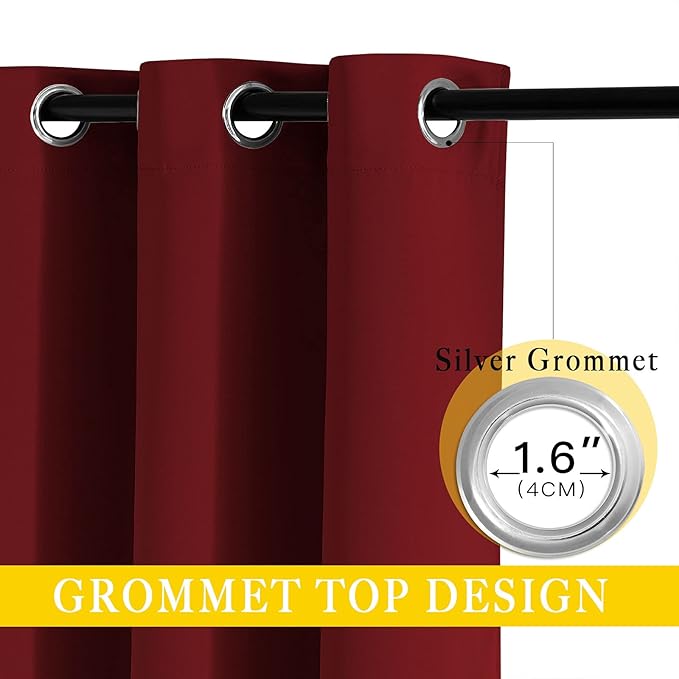 NICETOWN Glass Door Curtain for Windows, Extra Wide Thermal Insulated Curtain Panel Room Darkening Curtain Drape for French Door (Burgundy Red, W80 x L95, 1 Piece)