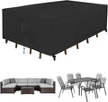 Easy-Going Rectangle Patio Furniture Cover Waterproof Outdoor Dining Table and Chair Cover Anti-UV Outside Sectional Sofa Set Covers (98"L x 78"W x 32"H, Black)