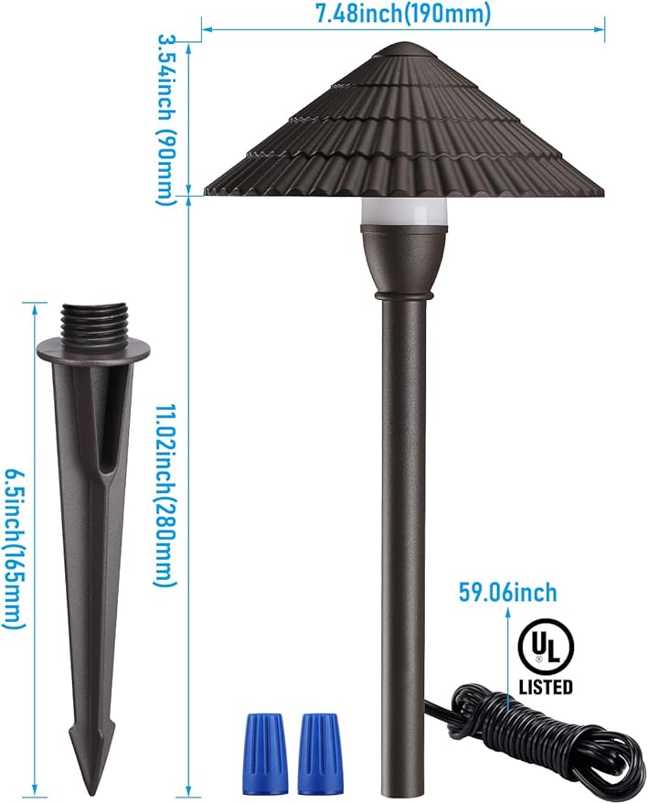LEONLITE 12-Pack LED Low Voltage Landscape Lights, 3W Cast-Aluminum 12-24V Pathway Light, 5000K Daylight Waterproof Path Lights, ETL Listed Landscape Lighting Wired for Yard Lawn, Bronze