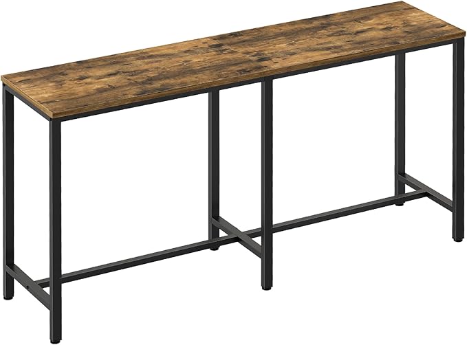 63" Long Bar Table, Counter Bar Height Table, High Top Table, Rectangular Bar Pub, for Kitchen, Living Room, Dining Room, Entryway, Rustic Brown and Black BT06BR