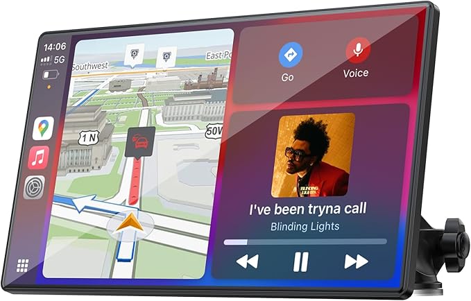 Carplay Screen for Car, 9'' Wireless CarPlay & Android Auto- Upgrade Portable Touchscreen with Bluetooth, Mirror Link, Voice Control, Hands-Free Calling,Plug & Play Car Play Screen
