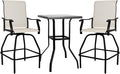 LEVELEVE Patio Bar Set 3pcs Swivel Bar Stools Outdoor Bistro Textilene Furniture Stability All-Weather Set with Height Table (3, Beige Fabric)