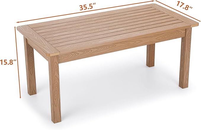 Stoog HIPS Outdoor Patio Dining Set, 4-Piece All-Weather Garden Bench, Chairs and Table Set, Patio Dining Set for Backyard, Lawn, Deck and Porch, Teak